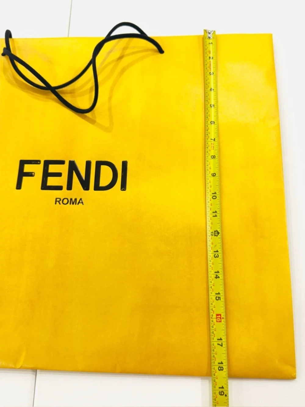 FENDI Roma Reusable Paper Shopping Gift Bag Yellow Size 22”x 18.5”x 6” Inches